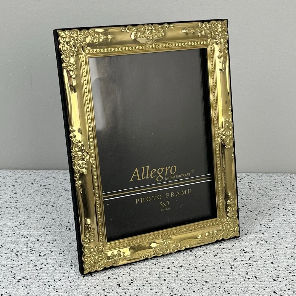 Allegro by Intercraft Gold Tone‎ Picture Photo Frame 5x7 Cottagecore Boho