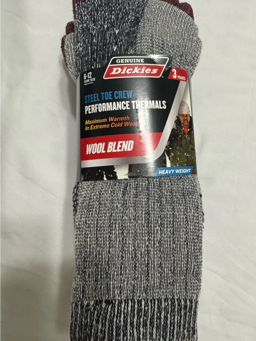 Dickies Men's Gray Marled Wool Blend Crew Socks - 3 Pack
