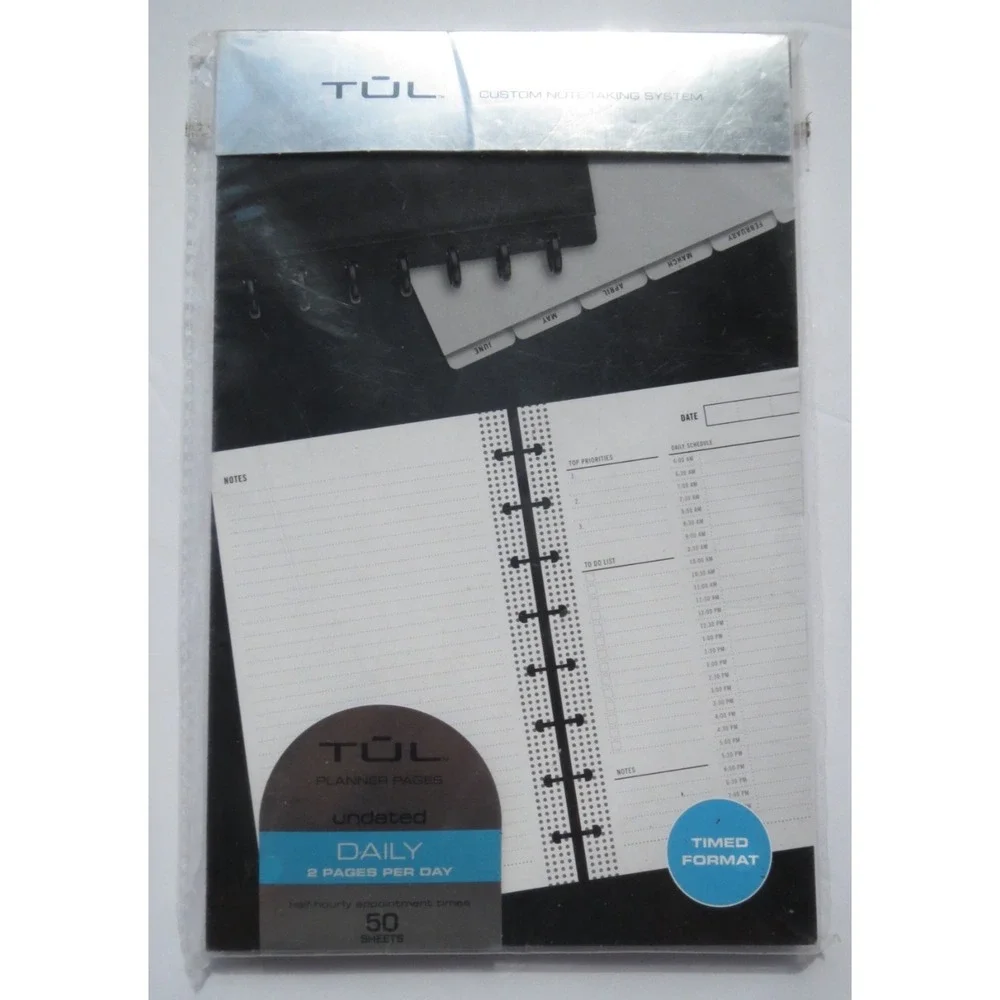 TUL Custom Note Taking System Discbound Weekly Timed Format 2pages Per Week