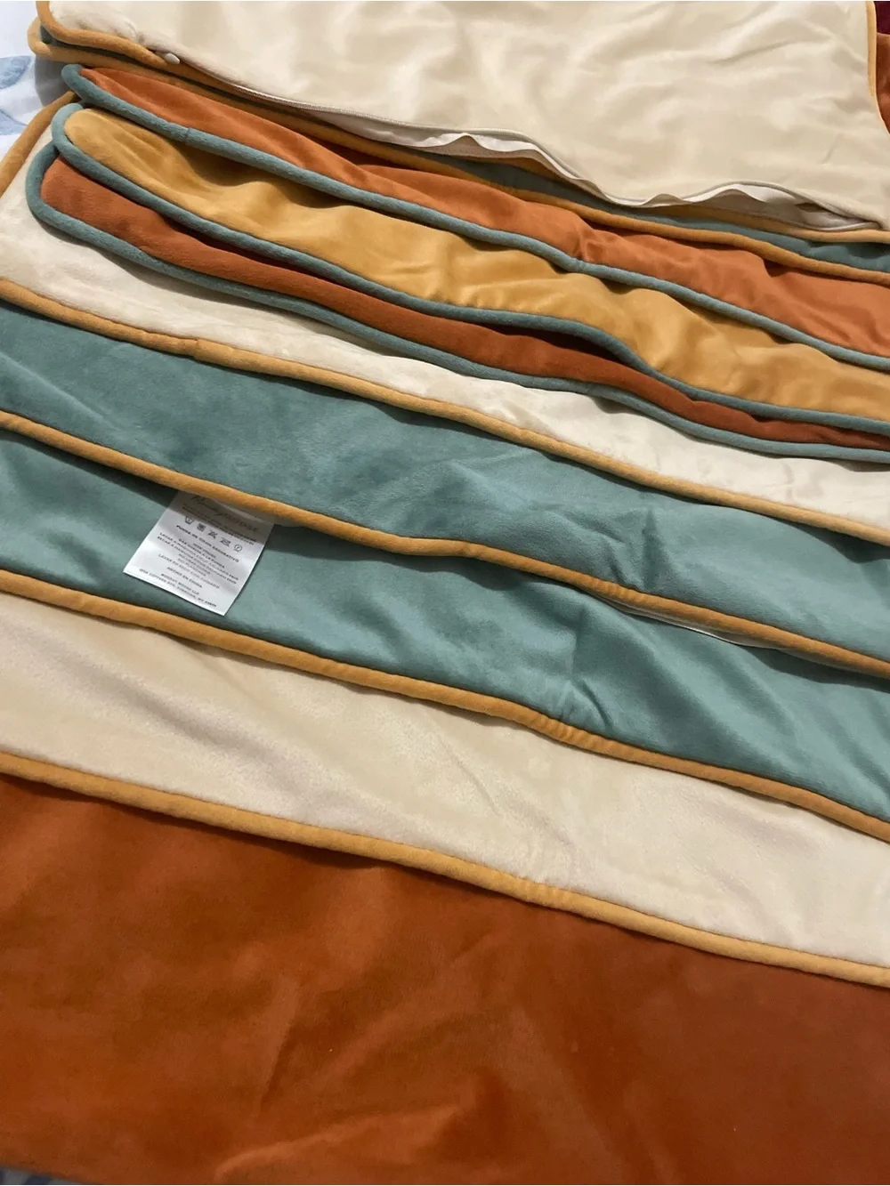 New Velvet Decorative Throw Pillow Covers Set of 6 Mustard, Cream & Grey Blue