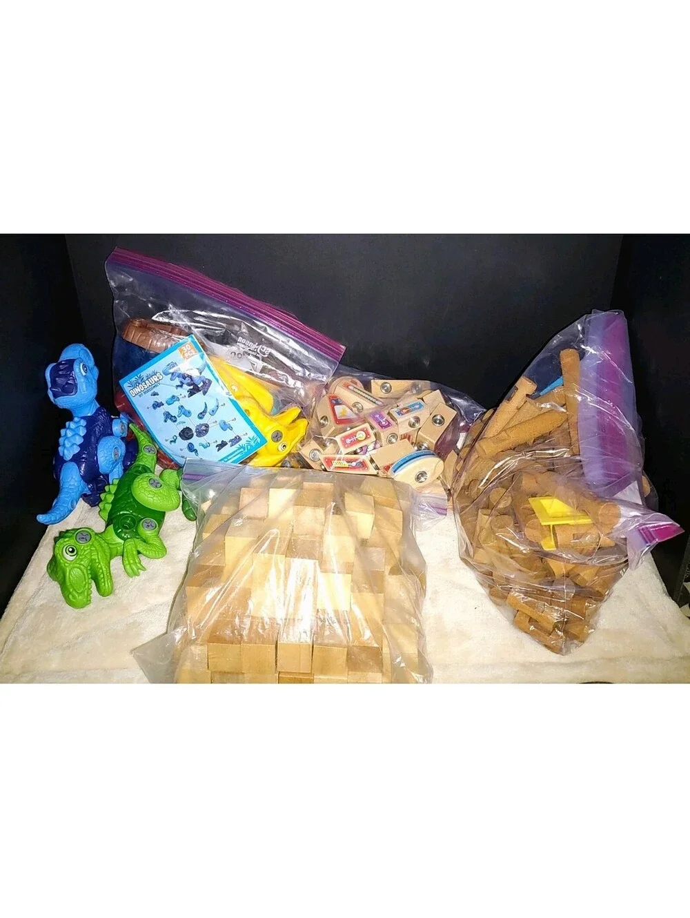 Vintage Lincoln Logs/Square Building Blocks/Dinosaur Parts/Robot Snap Blocks LOT
