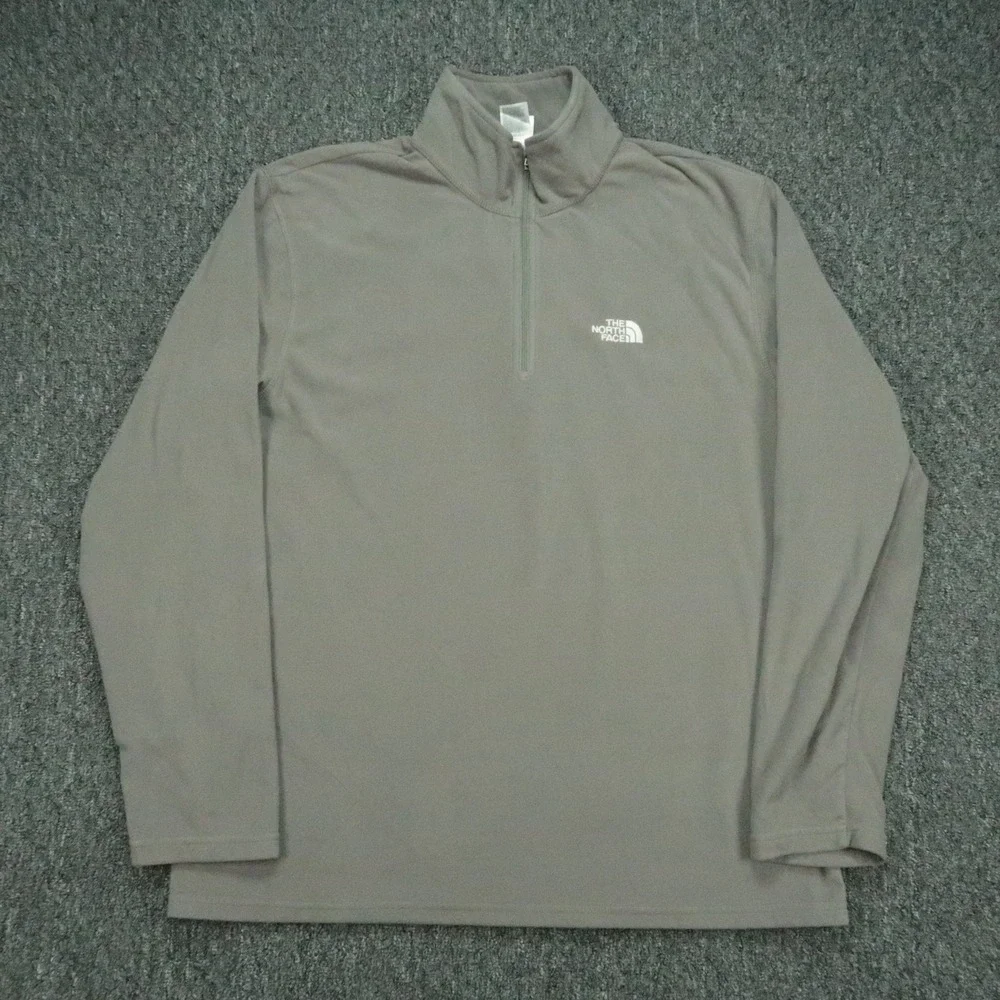 The North Face Sweater Mens Large Gray TKA 100 Quarter Zip Pullover Fleece *