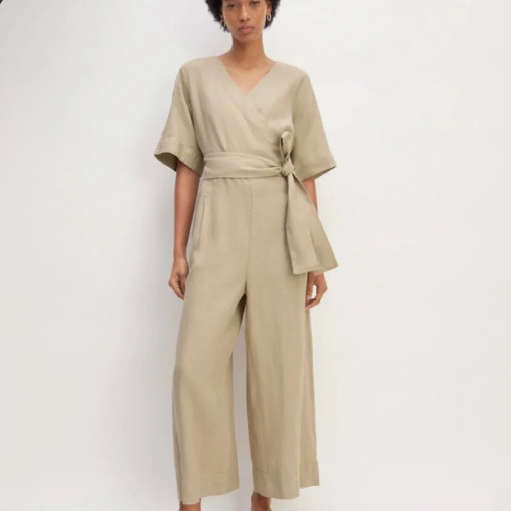 NWT New Everlane Linen Jumpsuit in Khaki size 6