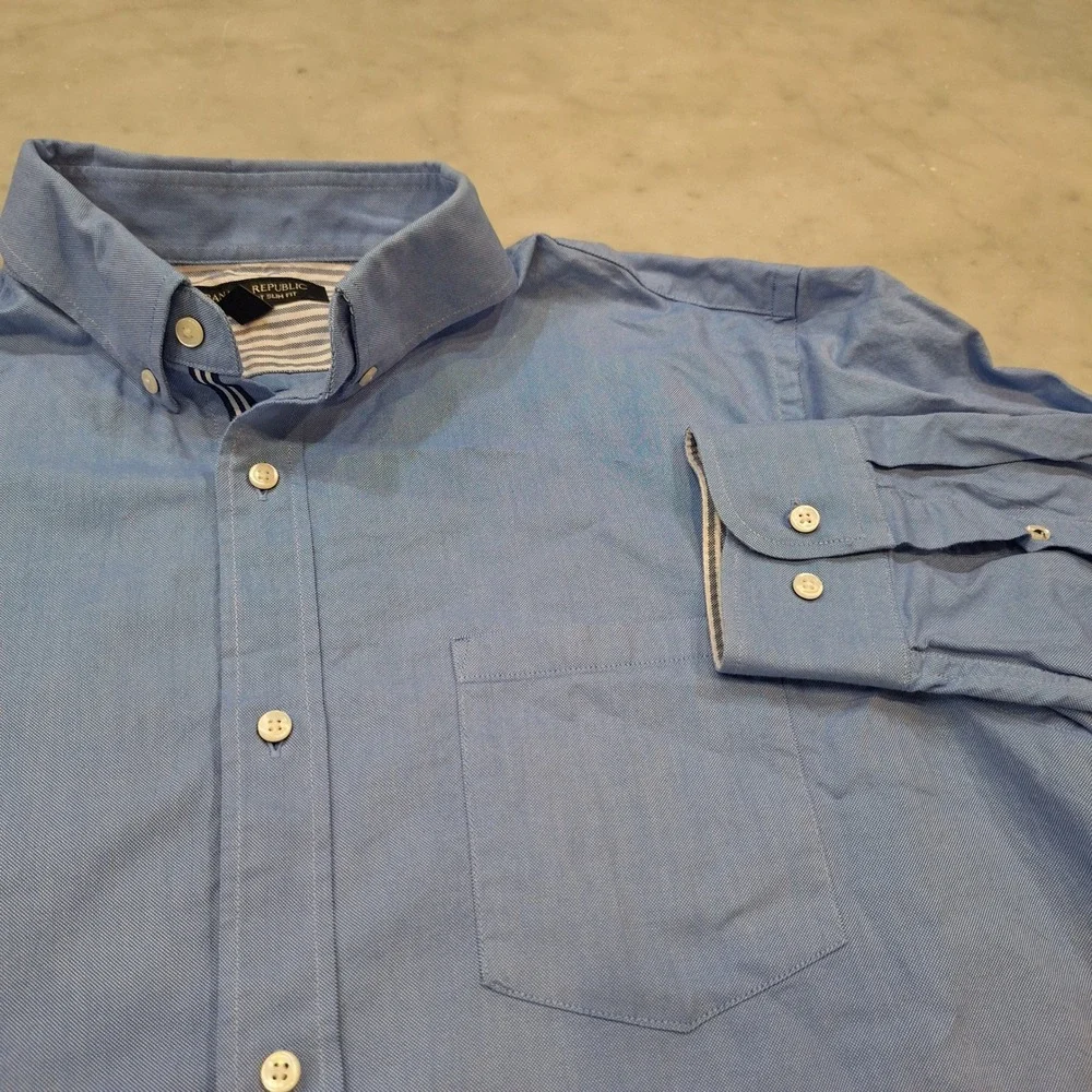 Banana Republic Oxford Shirt Mens Large Blue Slim Fit Long Sleeve Button Down