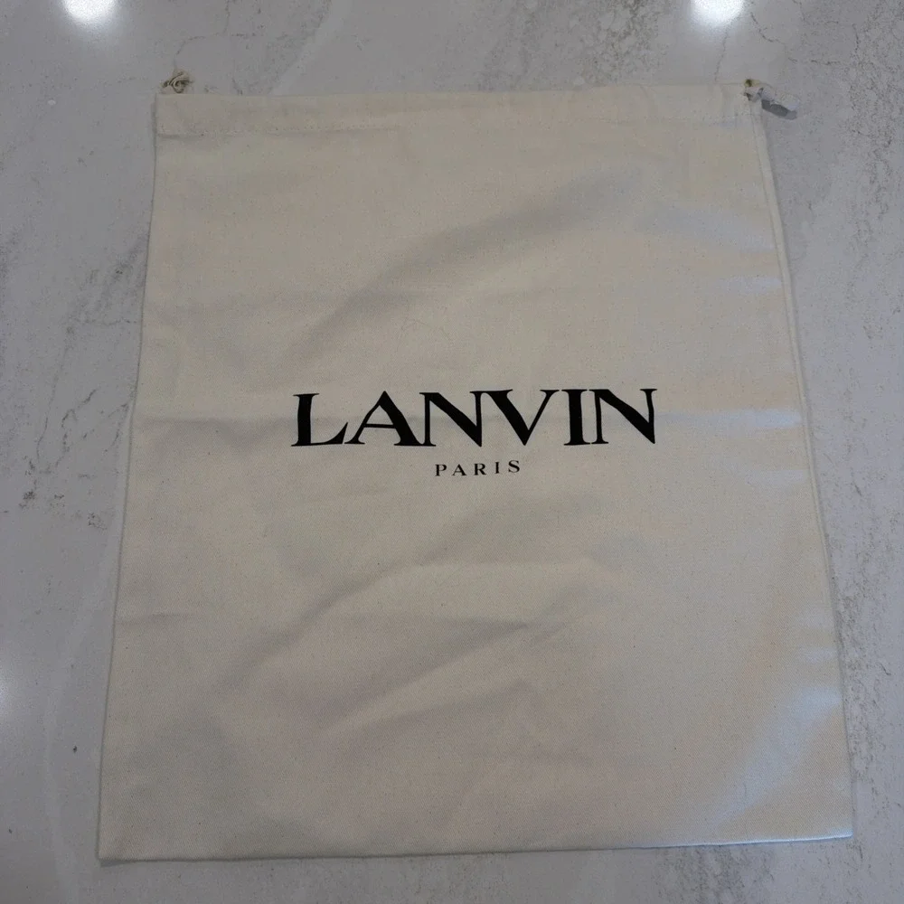 Lanvin Paris cream-color cloth drawstring gift bag 15x18 New