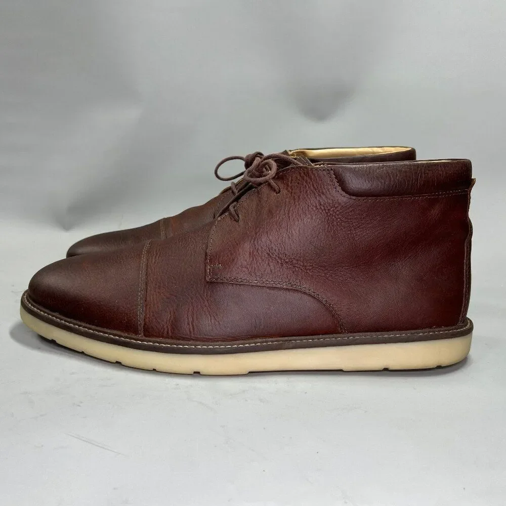 Clarks Grandin‎ Top Chukka Boots Men's 13 Brown Leather Cap Toe Lace Up Casual