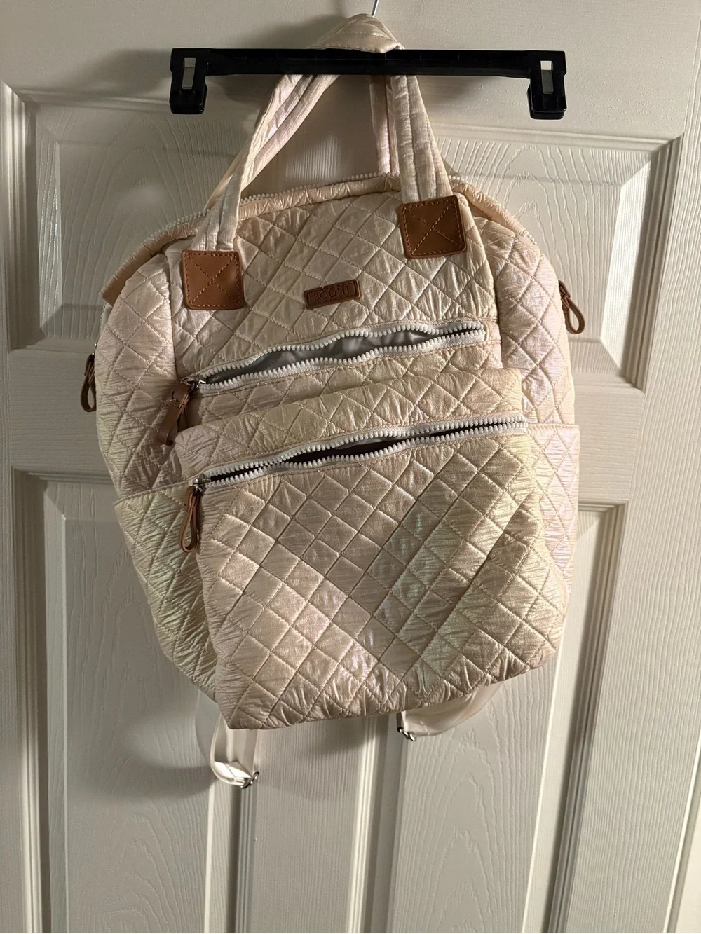 Bodhi Quilted Cream Medium Backpack Tote