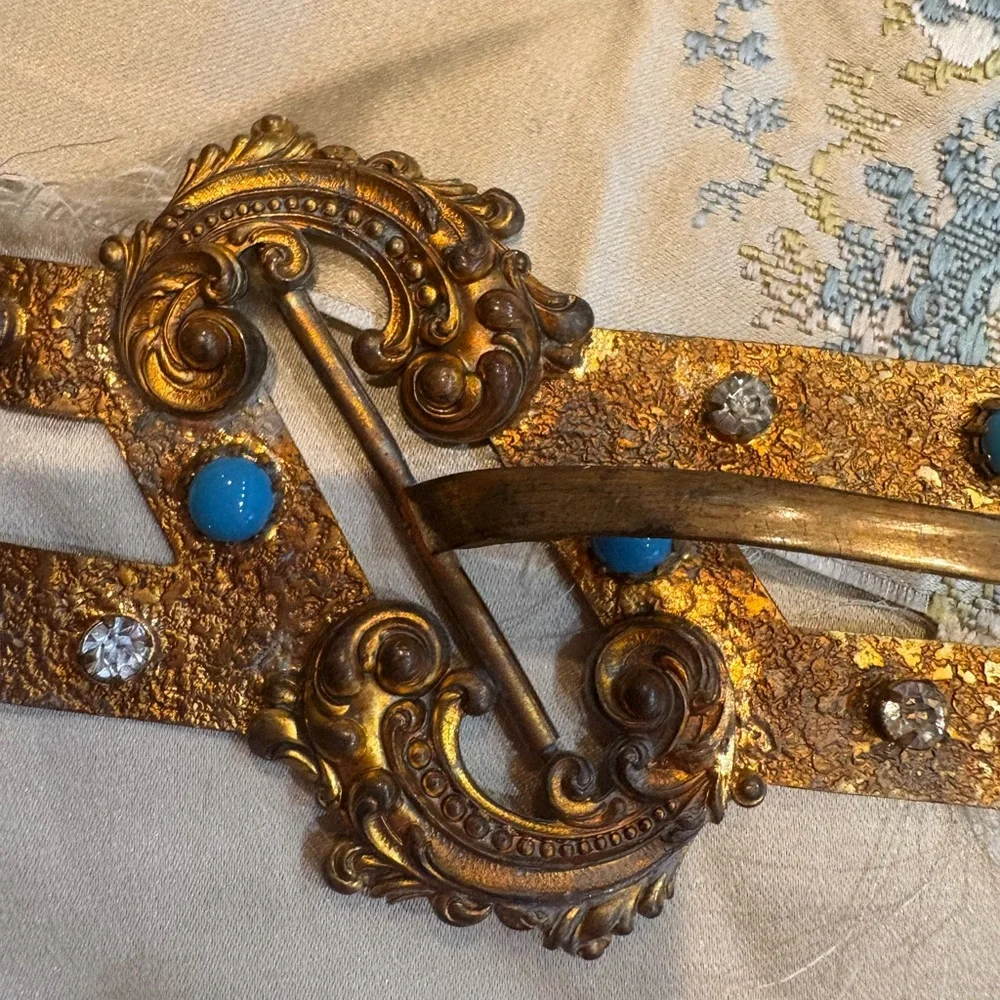 Antique bejeweled hinge steel