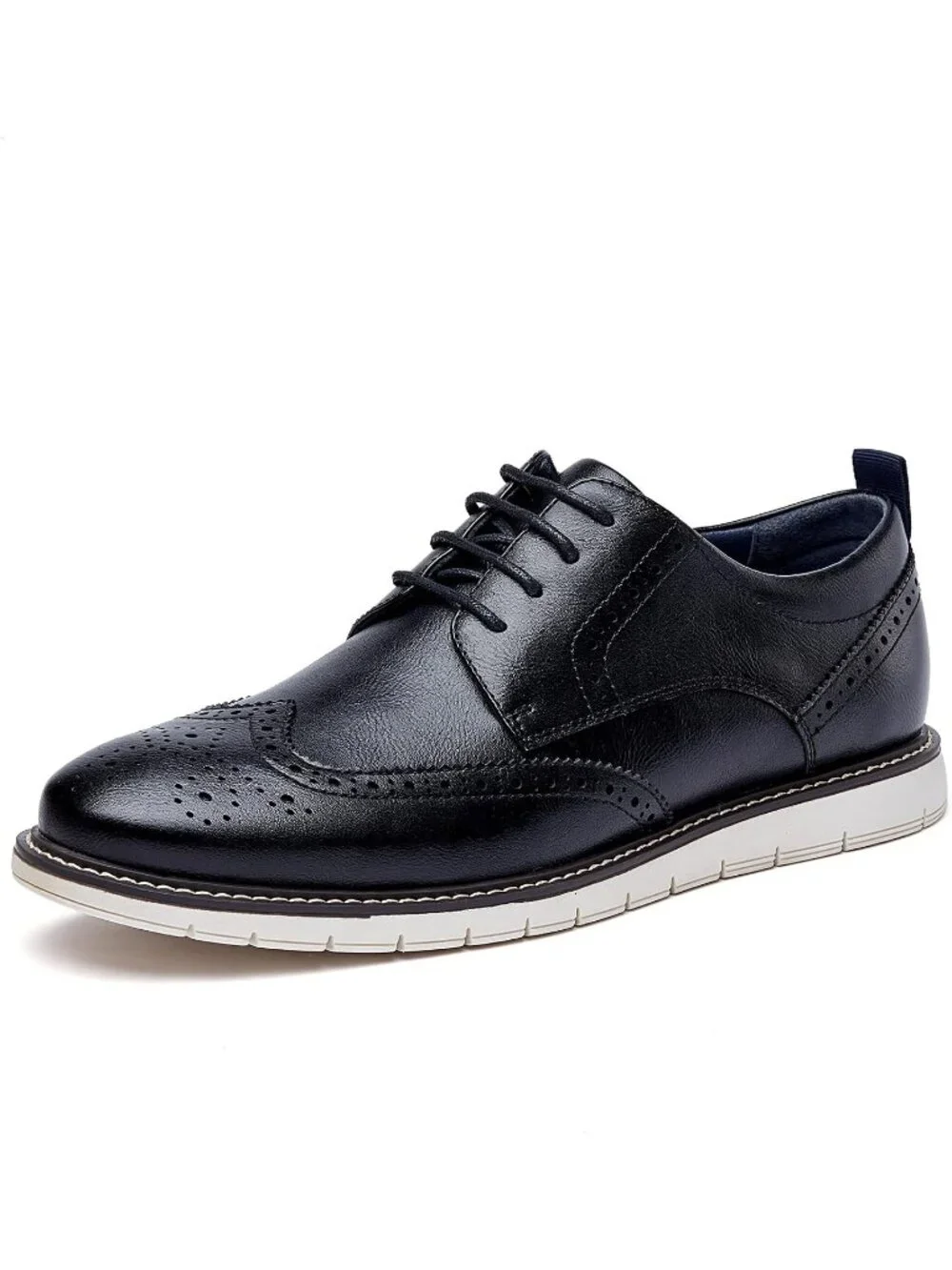 Men's Blue Wingtip Casual Leather Lace Up Fit Brogue Oxford Office Dress Shoes