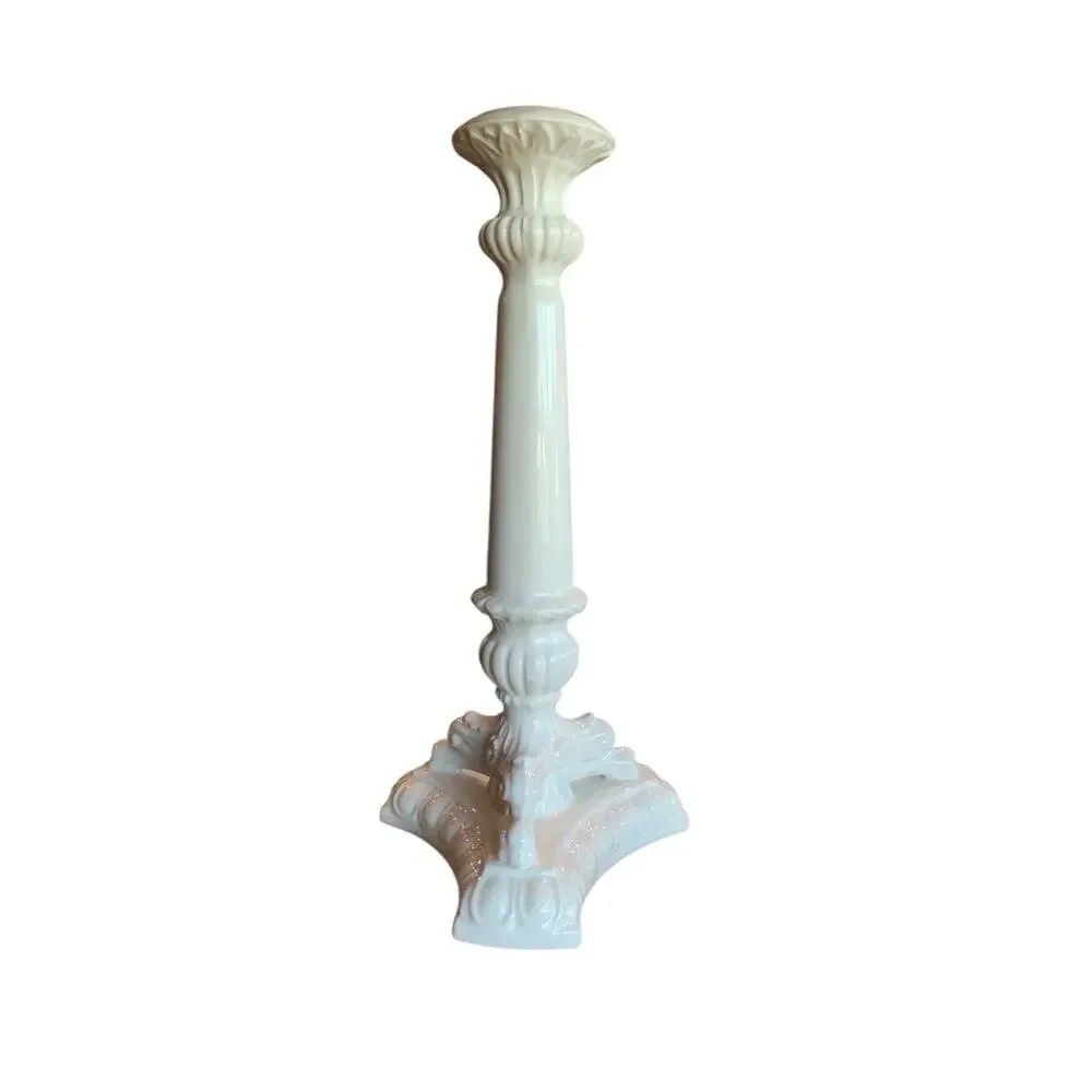 Bloomingdale’s Made In Italy White Porcelain Candle Stick Holder 11.5 “ Tall‎