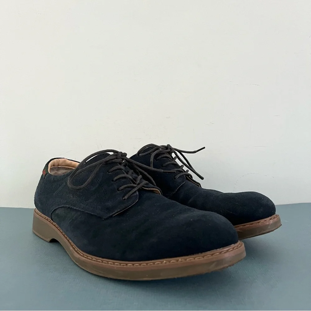 G. H. Bass & Co. Pasadena Navy‎ Blue Suede Buck Lace Up Oxford Shoes