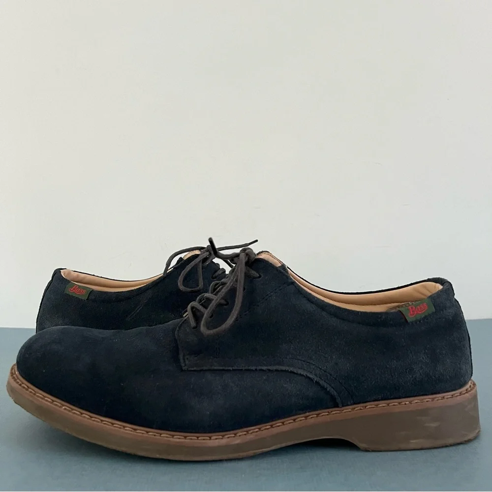 G. H. Bass & Co. Pasadena Navy‎ Blue Suede Buck Lace Up Oxford Shoes