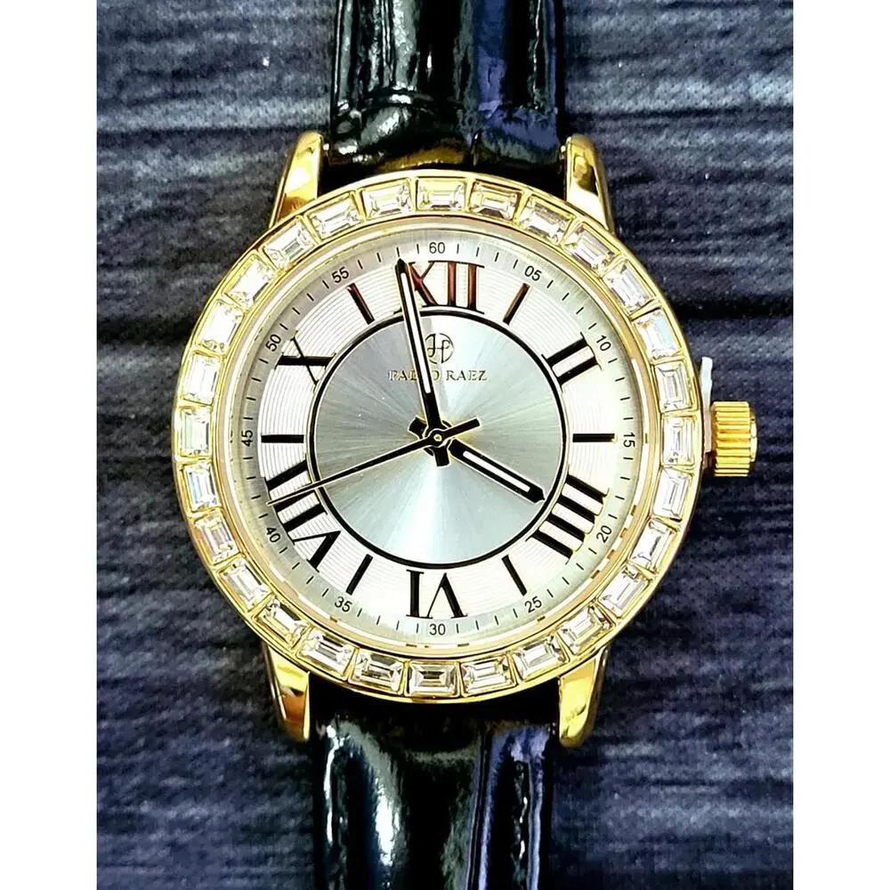 Rare‎ Pablo Raez 35mm Manhattan Gem Studded White Roman Watch