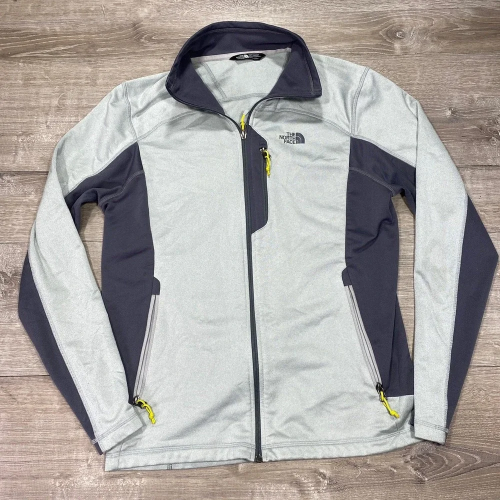 The‎ North Face Jacket Mens Medium Gray Colorblock Softshell Full Zip Hiking