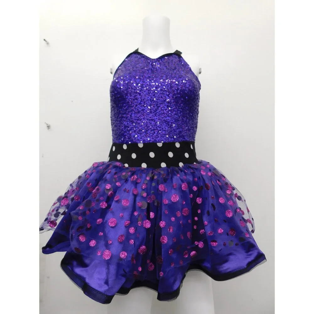 Pre-Owned Dance Costume Large Child Purple Curtain Call J5239 Jazz Tap Clogging