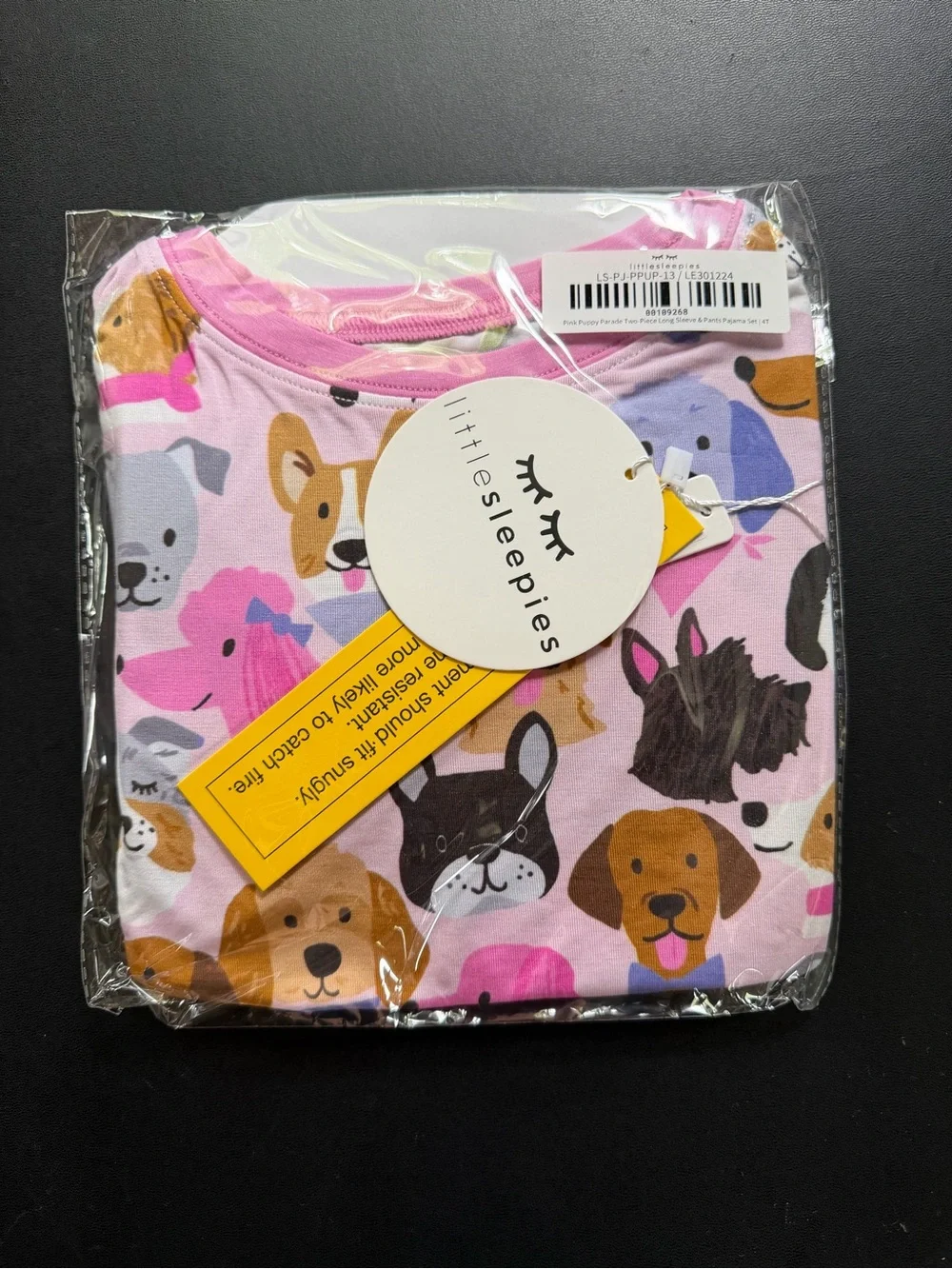 NWT Little Sleepies Pink Puppy Parade Two-Piece Pajama Set 4T