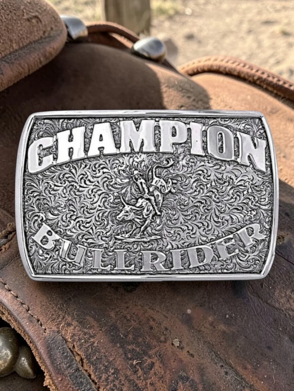 Montana Silversmiths Fine Silver Champion Bull Rider Buckle Retail $130‎ ~ NEW