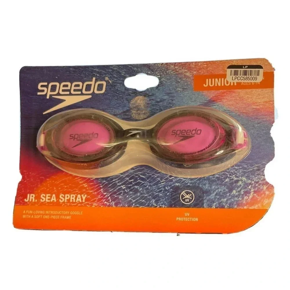 Speedo Swimming JR. Sea‎ Spray Black Punch Goggles Ages Junior 6-14 NEW