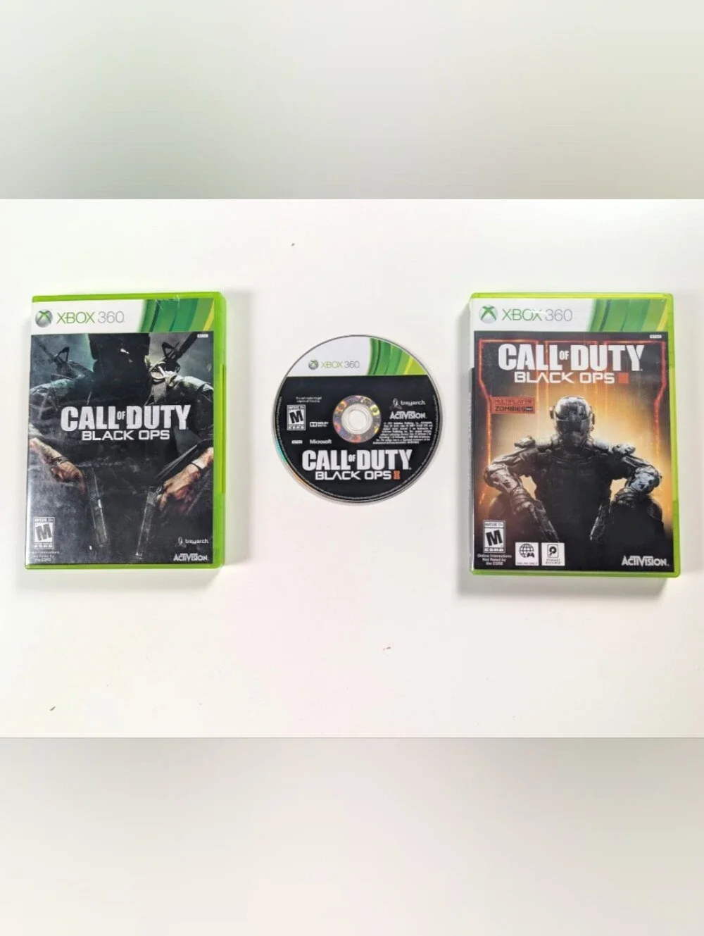 Call of Duty Black Ops Trilogy Lot 1 2 3 Xbox 360 COD BO1 BO2 BO3 Game Bundle