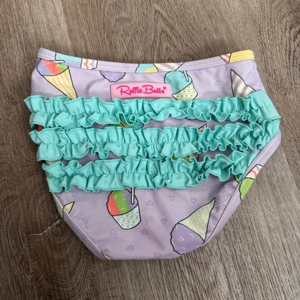 Ruffle Butts Swim Diaper Cover Ice Cream Cones Popsicles Girls 5 Purple