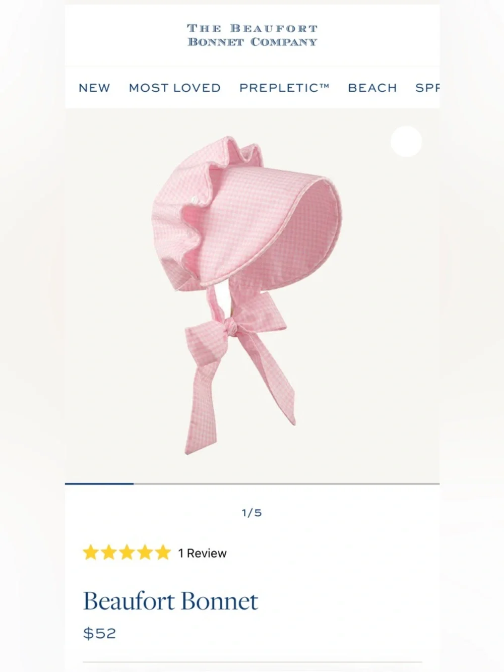 NEW Beaufort Bonnet - Pink Greenbrier Gingham 3T-4T