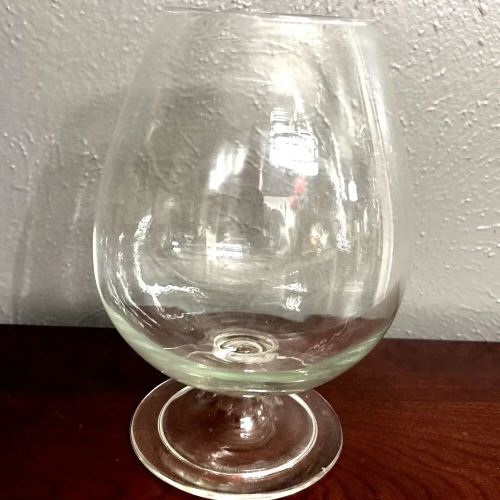Large Vintage Brandy Snifter Glass Footed Terrarium Vase Fishbowl Barware Decor