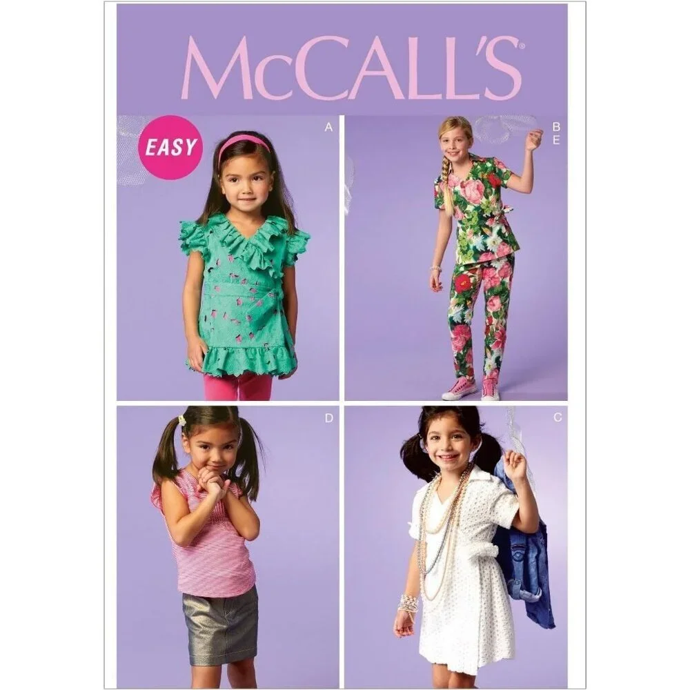 McCalls Sewing Pattern M6689 Tops Dress‎ Skirt Pants Girls Size 3-6
