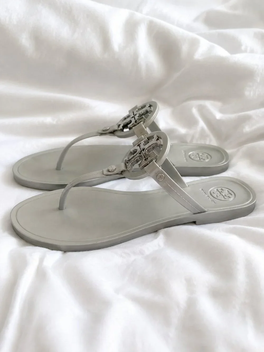 Tory Burch Mini Miller Jelly Sandals Silver