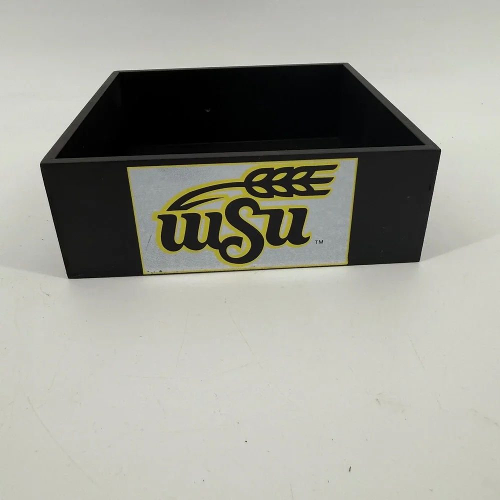 Wichita State University‎ WSU Shockers Black Wood Valet Tray Box Desk Organizer