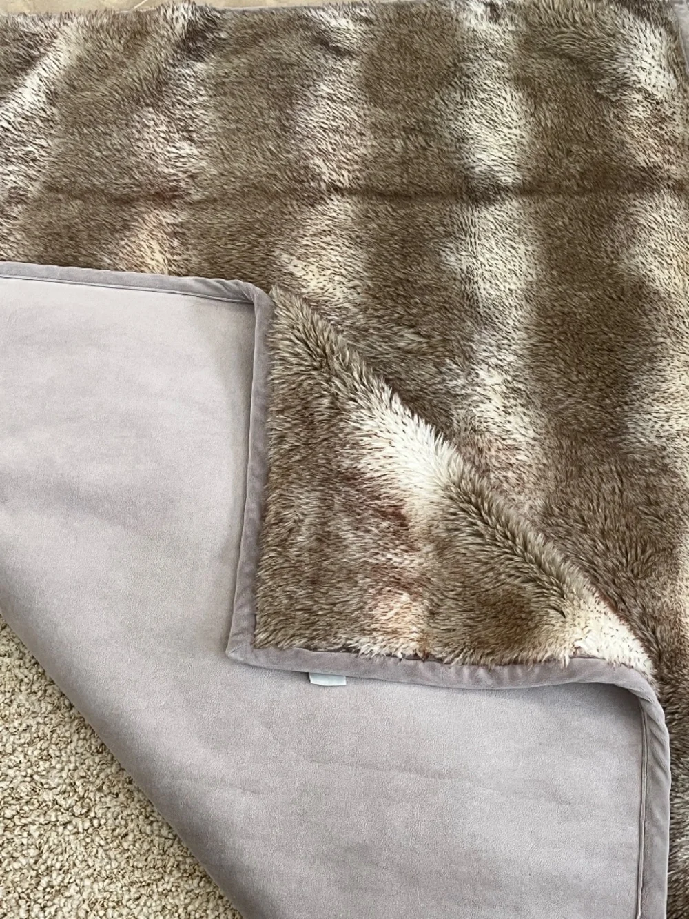 POTTERY BARN Taupe / Cream / Rust Ombre Faux Fur Throw