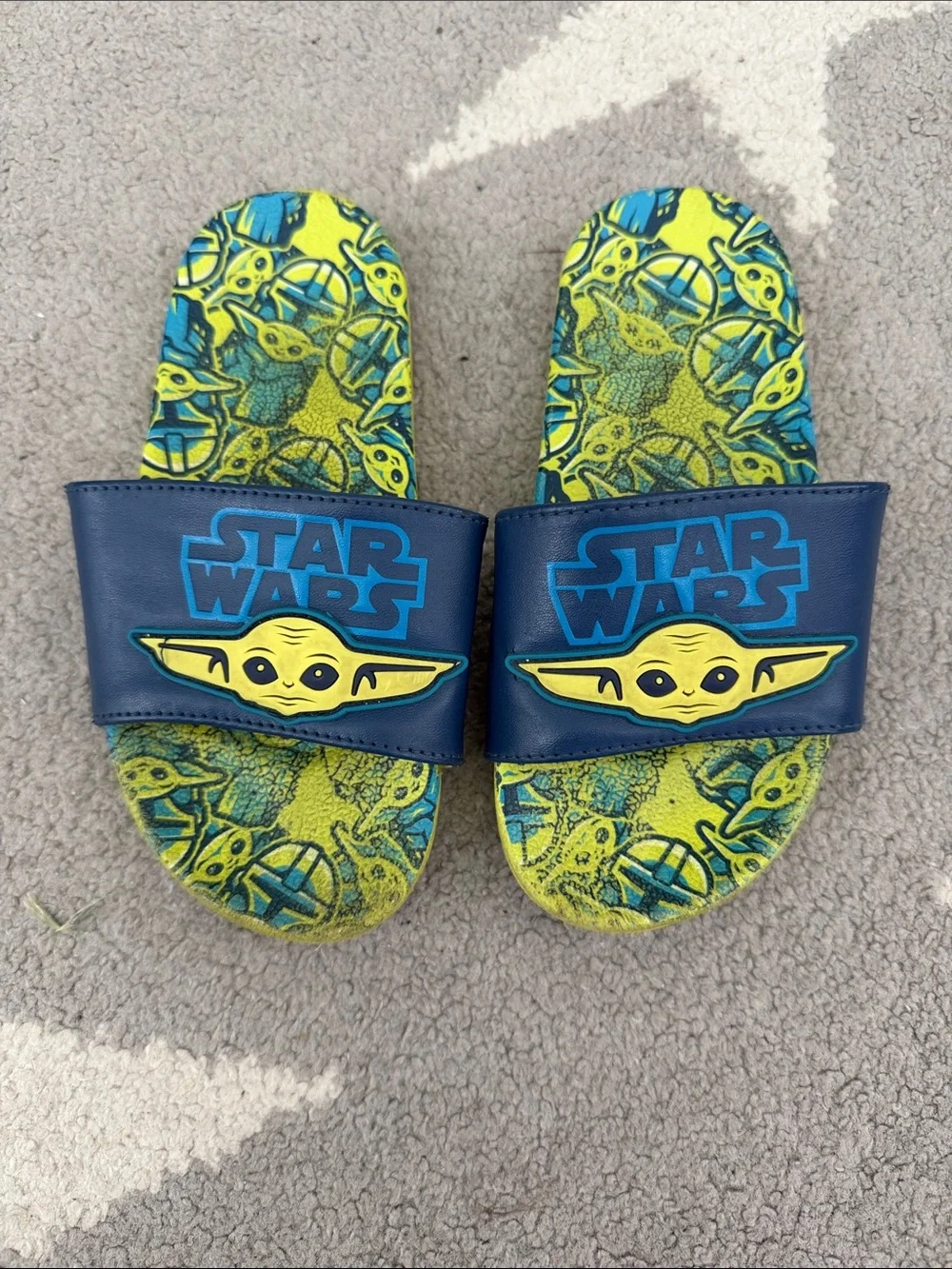 Star Wars Blue and Yellow Grogu Kids Slide Sandals