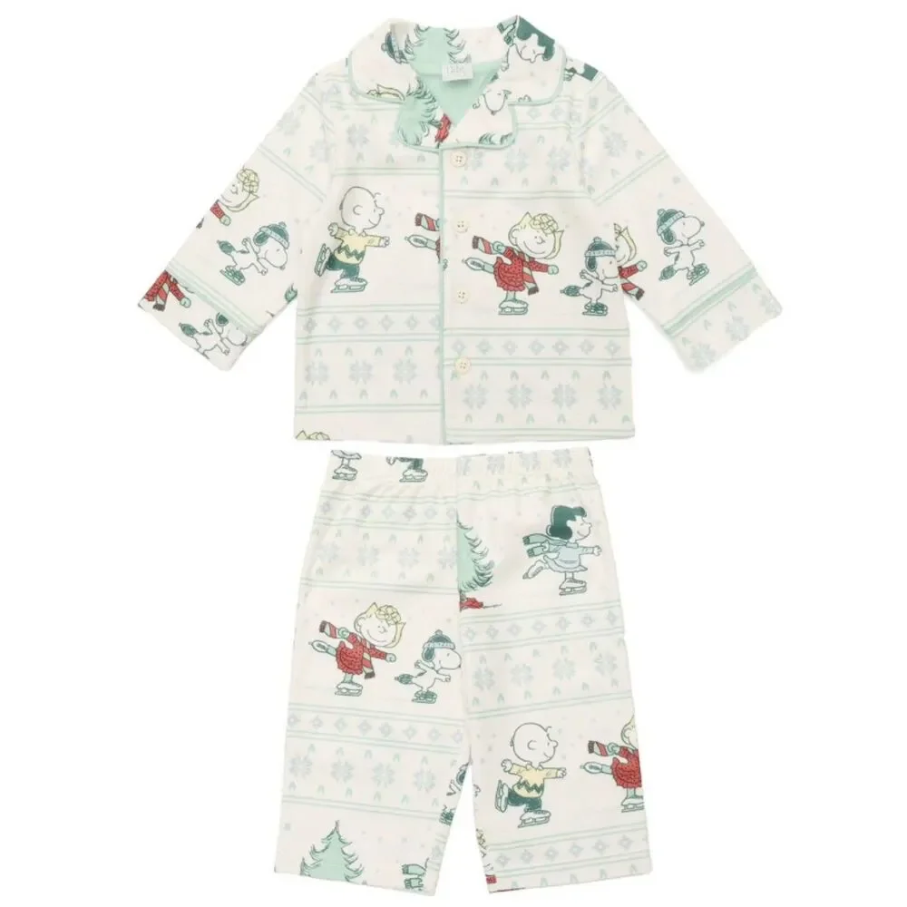 NEW Baby Boys Sz 12 Months Christmas Holiday SNOOPY PEANUTS Soft 2 Pc Pajama Set