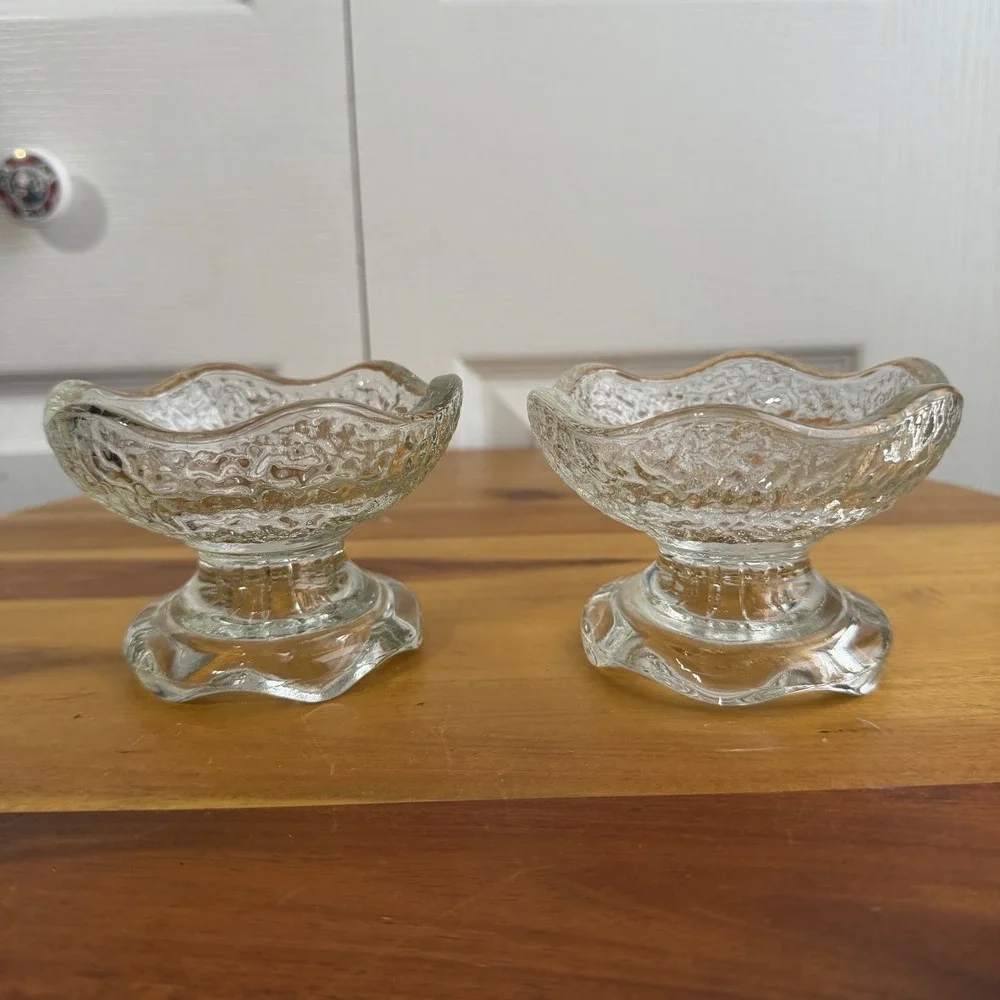 Anchor Hocking Stax Clear Pebble Glass Candle Holders Set Of 2 Granny Cottage