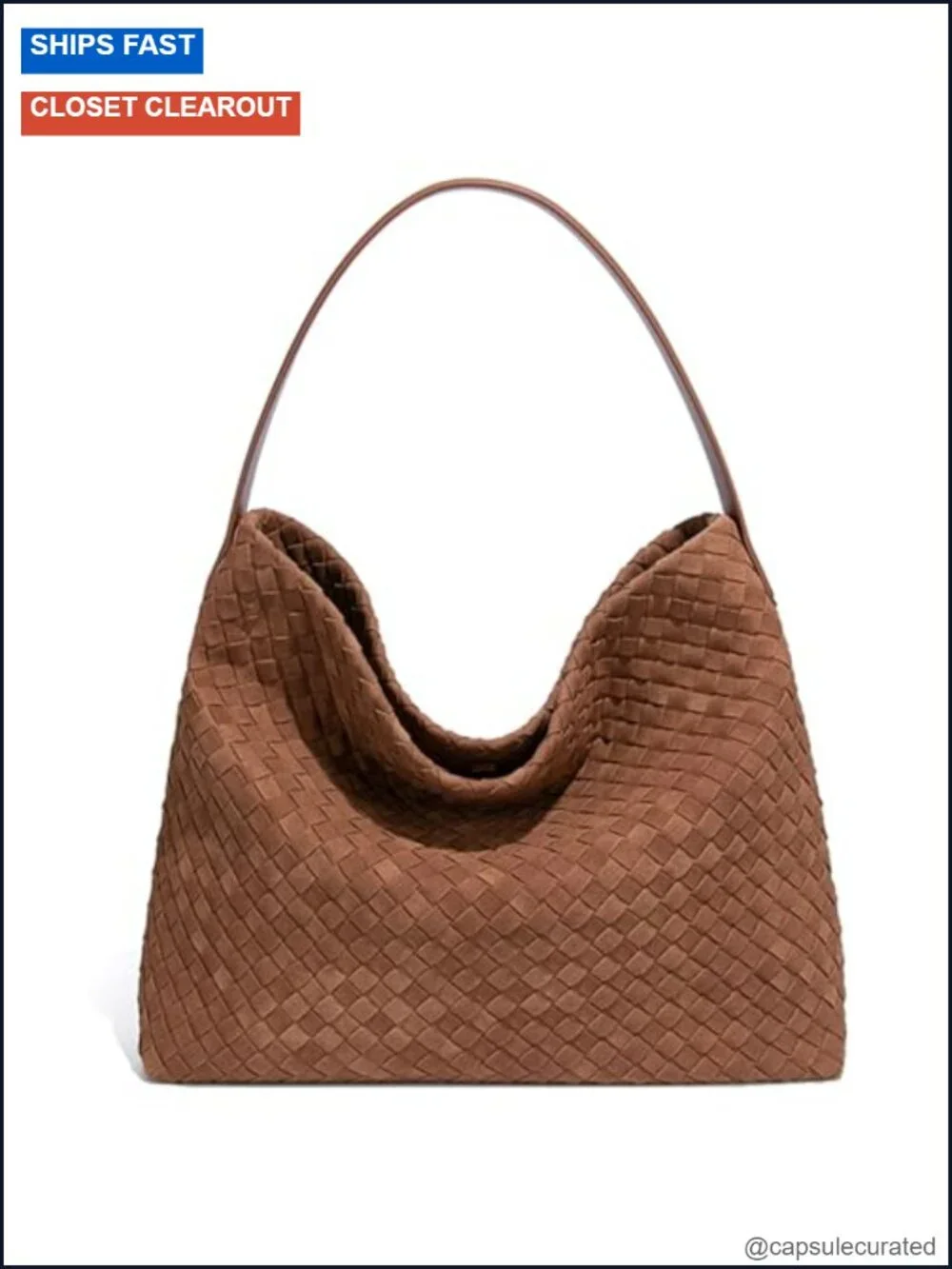 Woven Suede Hobo Bag Women Slouchy Shoulder Tote Purse Crossbody