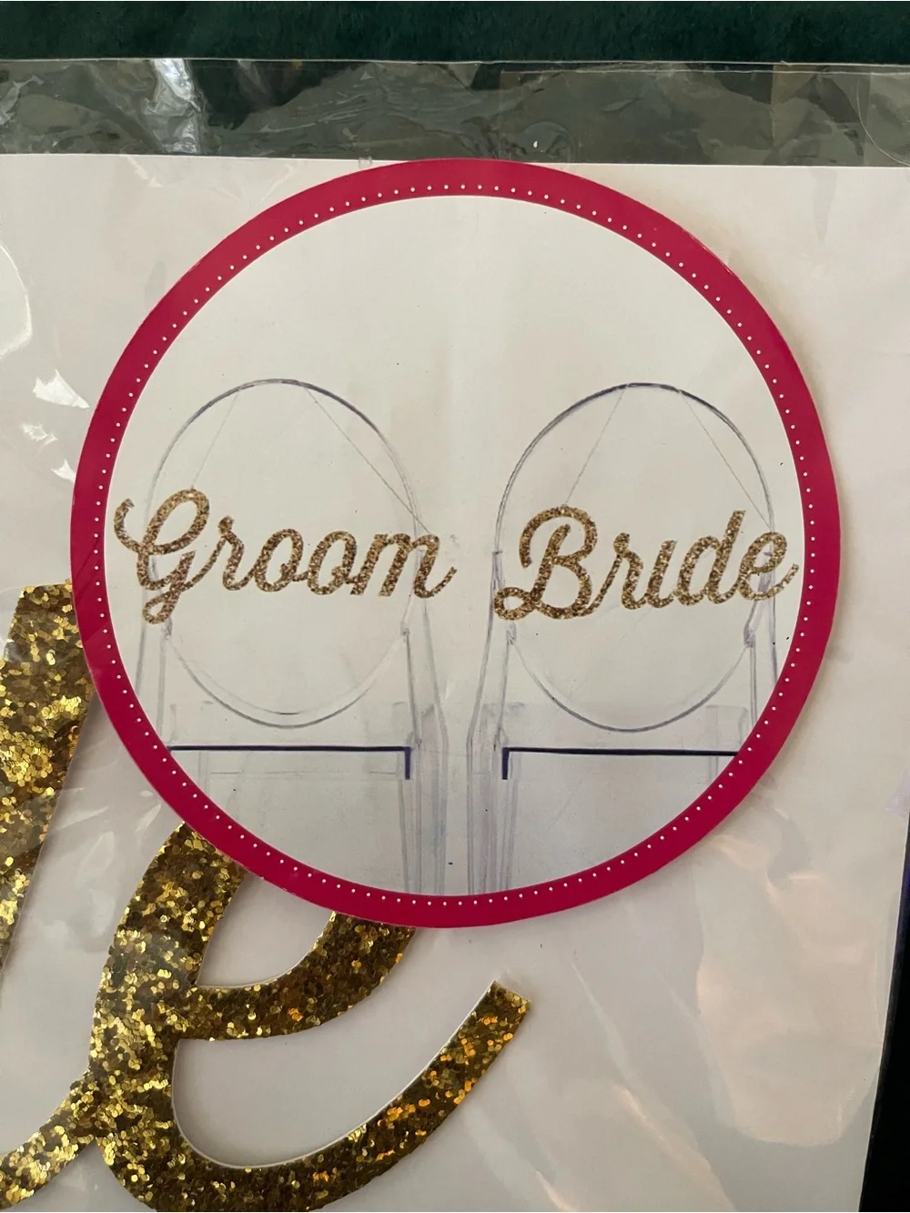 Bride & Groom Chair Signs – Pink and Gold Wedding Decorations