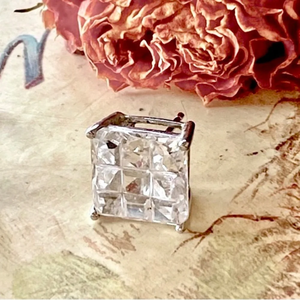 925 Sterling Silver large single CZ earring