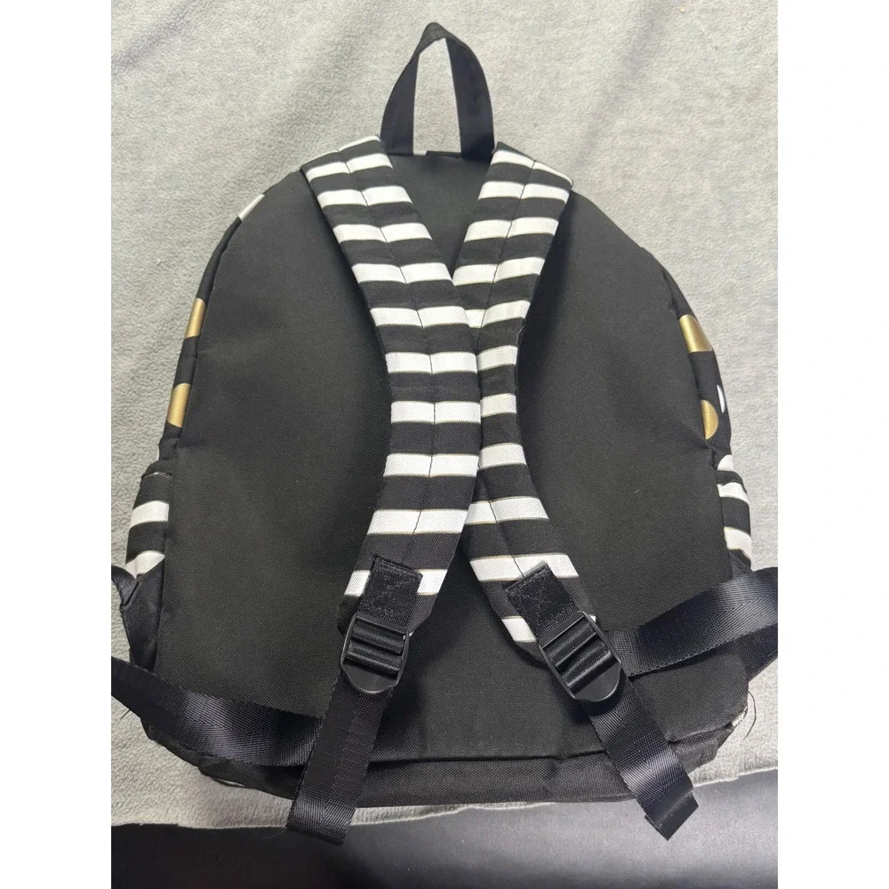 Justice Est. 2004 Exclusive Polka Dot Stripe Backpack with Removable Pouch Black
