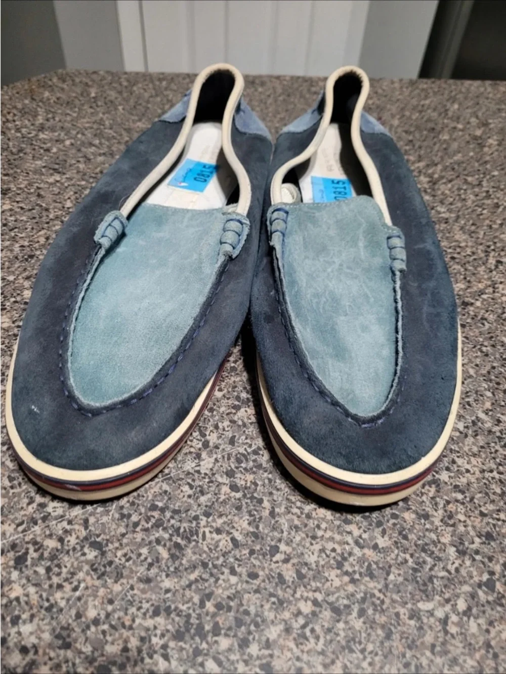 Gucci Two-Tone Blue Suede Slip-On Loafers