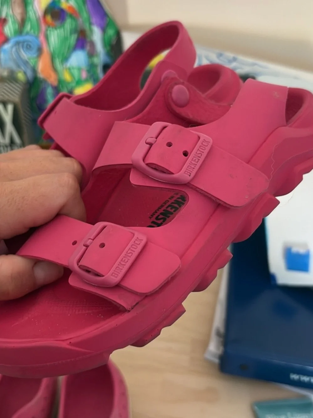 Pink Lovers! Birkenstock & Native Kids Hot Pink Two-Buckle EVA Sandal and shoe