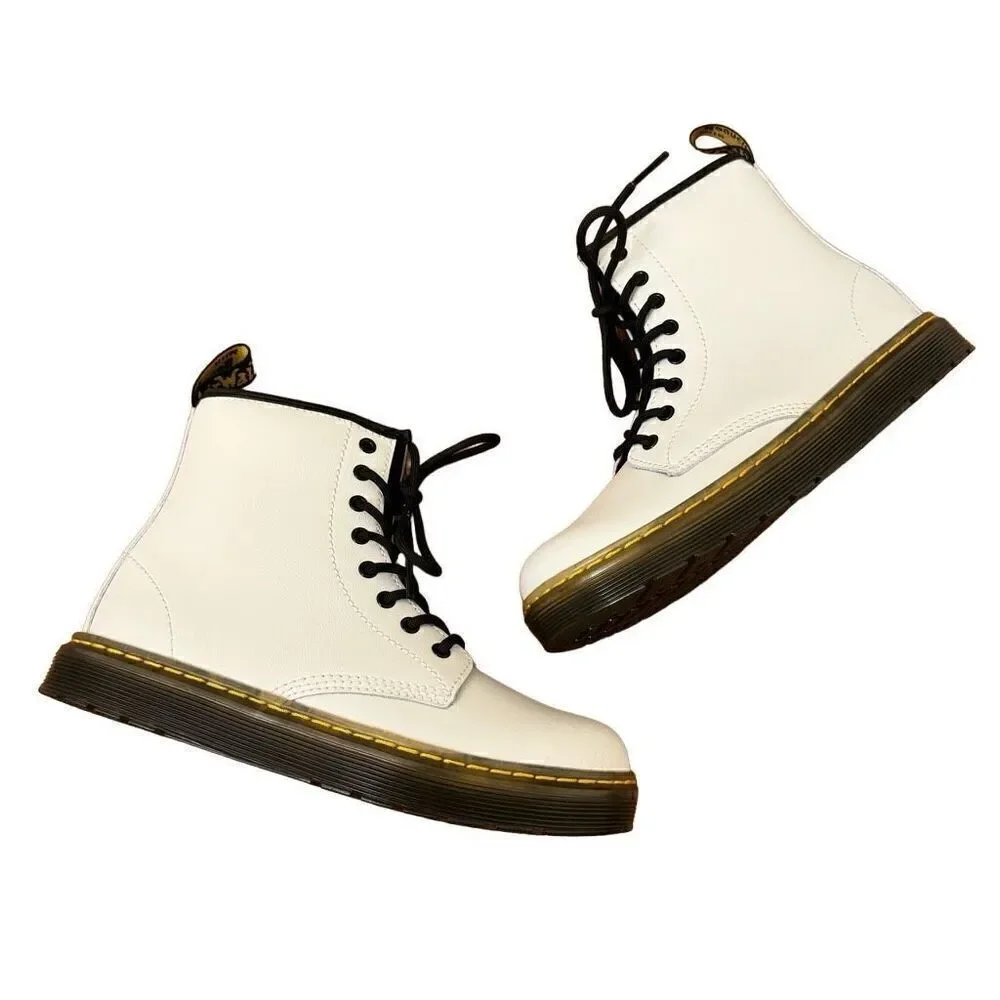 Dr. Martens Zavala Combat Boots White NEW Kids Size US 3