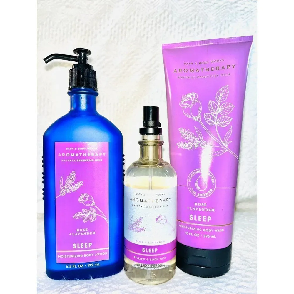 Bath & Body Works Aromatherapy Rose + Lavender Sleep NEW 3‎ Piece Set