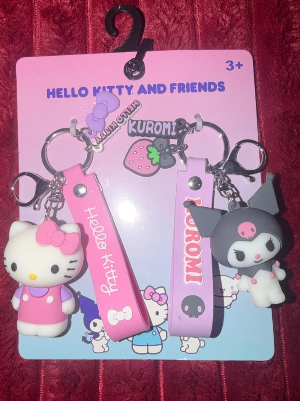 Hello Kitty & Kuromi Pink Purple Kids Keychain Set