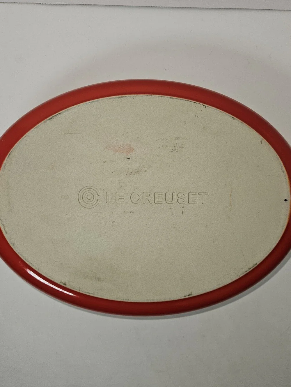 Le Creuset 1 Qt Volcanic Flame Orange Heritage Stoneware Oval Casserole Dish