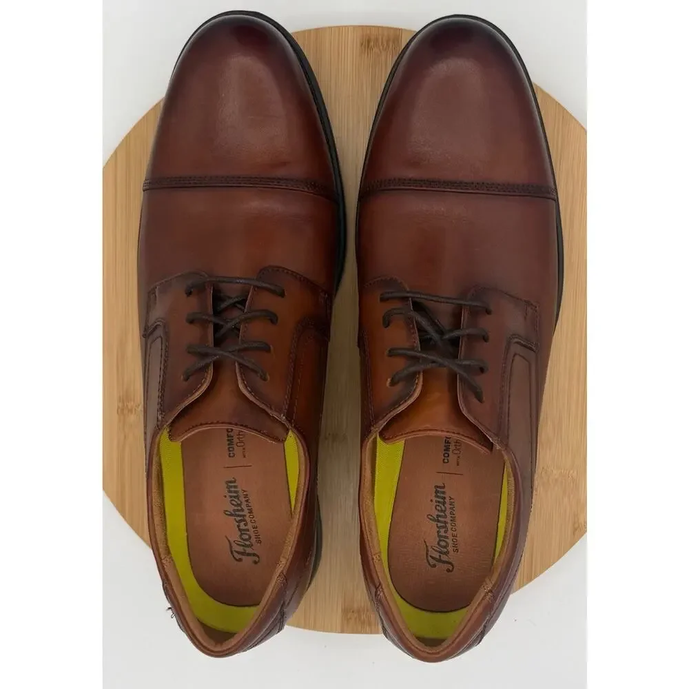 Florsheim Midtown Cap Toe Oxford Cognac Brown Leather Men's Dress Shoes 13D