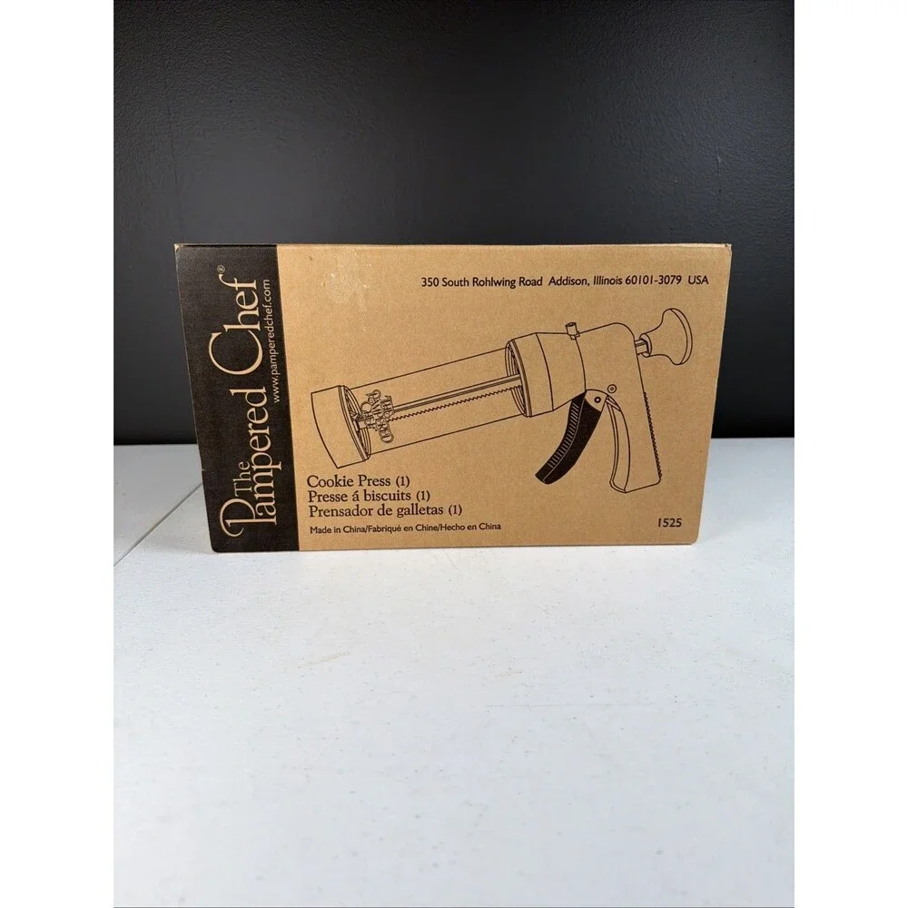 Pampered Chef Cookie Press 1525 with 16 Discs Original Box Complete