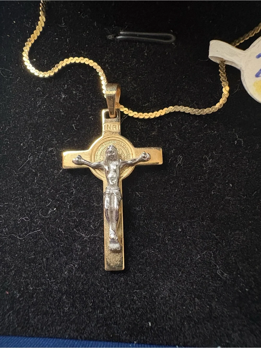 San Benito (Saint Benedict) cross with necklace both 14K solid gold.