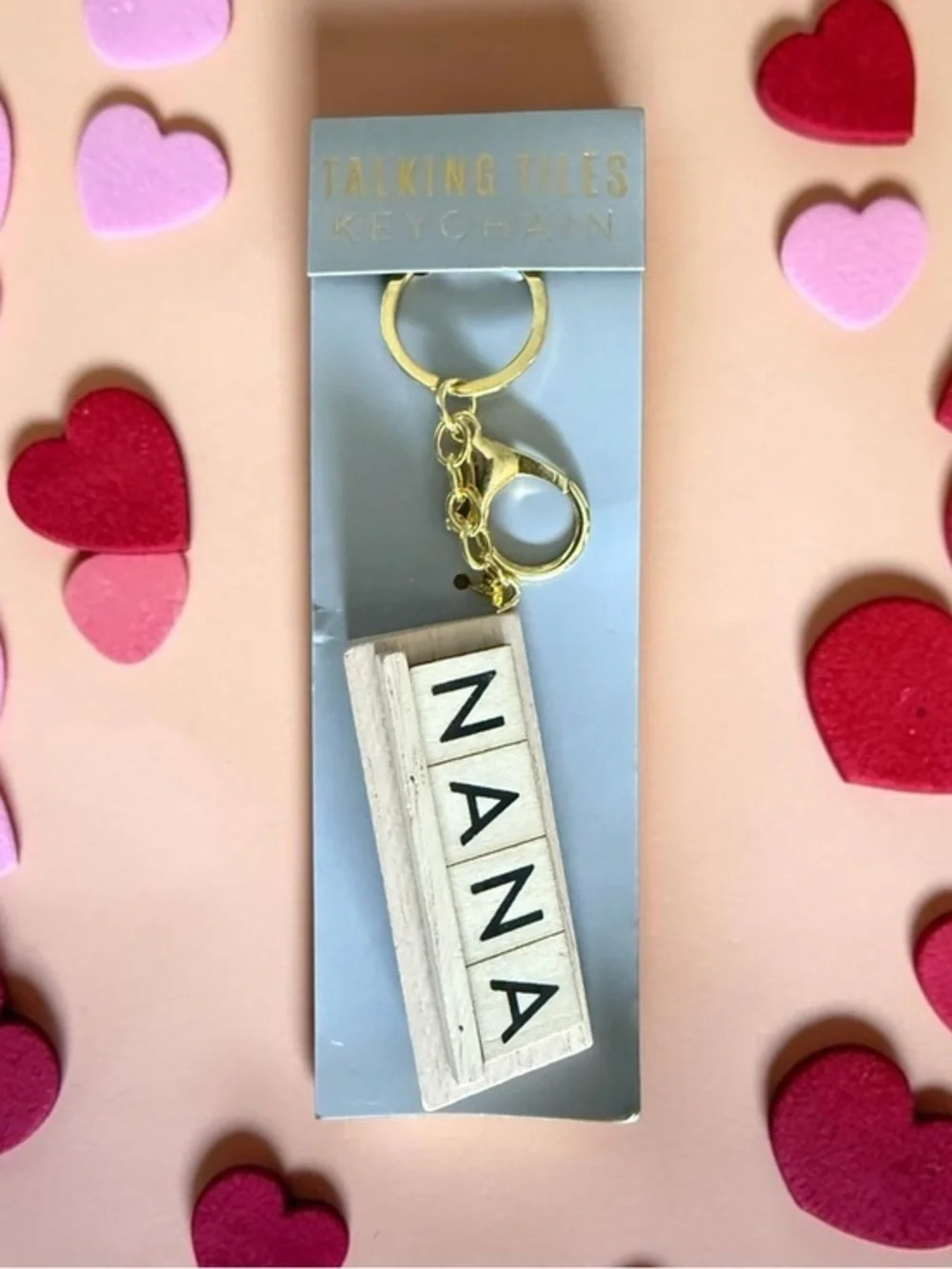 🫶🏻 NANA Gold-Keyring Wooden Tile Name Keychain