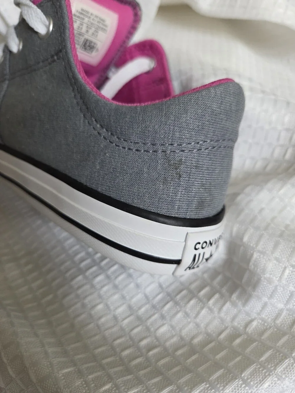 Converse Low Top Sneakers in Gray with Pink Accents