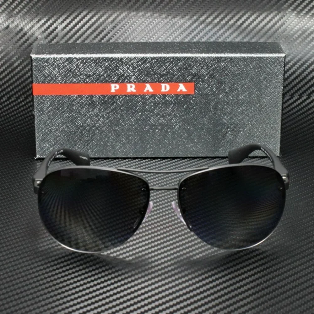 Prada Men's Black and Grey Rubber Sunglasses!