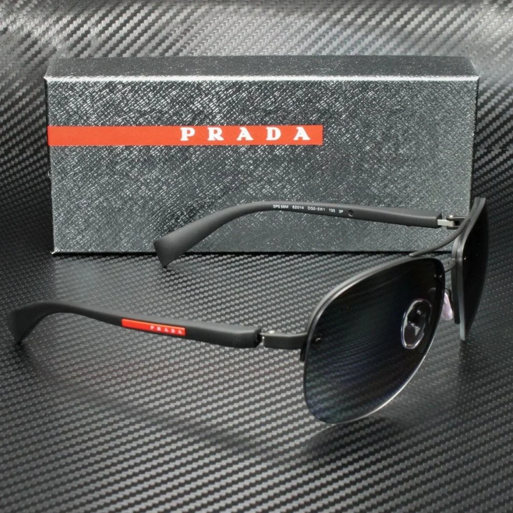 Prada Men's Black and Grey Rubber Sunglasses!